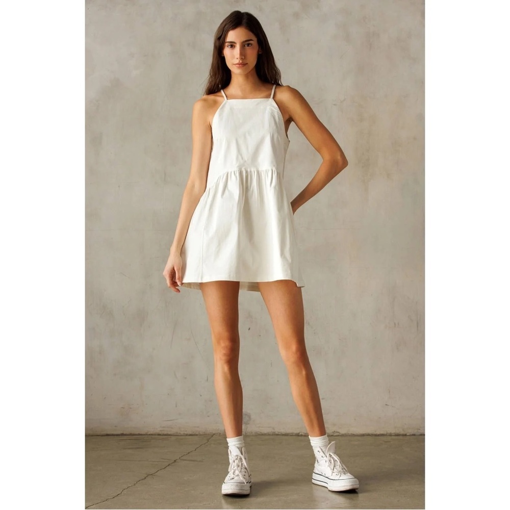 Sz L Hudson Gray 100% Cotton Laurie Mini Summer Dress In Creamy White NWT - Picture 7 of 8
